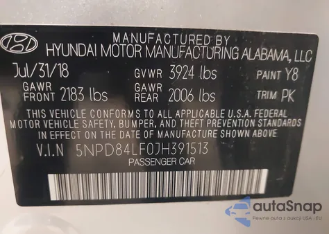 2018 Hyundai Elantra Sel/Value/Limited из США, поврежденный, VIN 5NPD84LF0JH391513